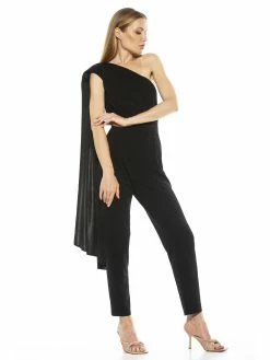 Coupon 👍 ALEXIA ADMOR Cape Jumpsuit ✨ -ALEXIA ADMOR Shop D2771 BLK 1