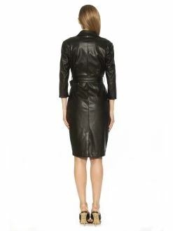Best Pirce 💯 ALEXIA ADMOR Jacqueline Leather 👗 Dress 🎁 -ALEXIA ADMOR Shop D3261A BLACK 3 scaled