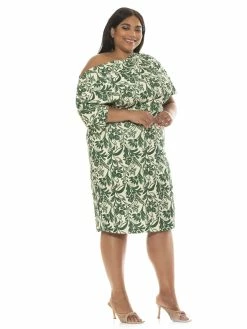 New ⌛ ALEXIA ADMOR Olivia 👗 Dress - Plus Size 🔥 -ALEXIA ADMOR Shop D3342PLS IVORY PALM 2 scaled