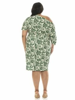 New ⌛ ALEXIA ADMOR Olivia 👗 Dress - Plus Size 🔥 -ALEXIA ADMOR Shop D3342PLS IVORY PALM 3 scaled