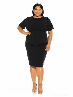Deals 👏 ALEXIA ADMOR Jacqueline 👗 Dress - Plus Size 🧨 -ALEXIA ADMOR Shop D3396PLS BLACK 1 scaled