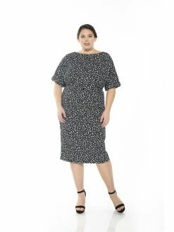 Deals 👏 ALEXIA ADMOR Jacqueline 👗 Dress - Plus Size 🧨 -ALEXIA ADMOR Shop D3396PLS BLK WHTPOLK