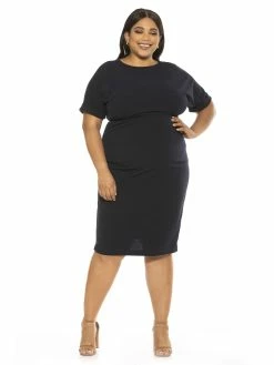 Deals 👏 ALEXIA ADMOR Jacqueline 👗 Dress - Plus Size 🧨 -ALEXIA ADMOR Shop D3396PLS NAVY 1