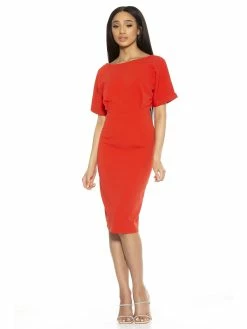 Wholesale ⭐ ALEXIA ADMOR Jacqueline Midi 👗 Dress 🔔 -ALEXIA ADMOR Shop D3396 APRICOT 1 scaled