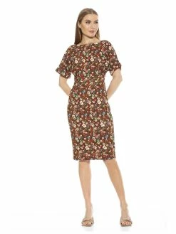 Wholesale ⭐ ALEXIA ADMOR Jacqueline Midi 👗 Dress 🔔 -ALEXIA ADMOR Shop D3396 RUST MULTI 1