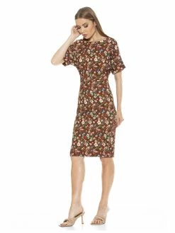 Wholesale ⭐ ALEXIA ADMOR Jacqueline Midi 👗 Dress 🔔 -ALEXIA ADMOR Shop D3396 RUST MULTI 2