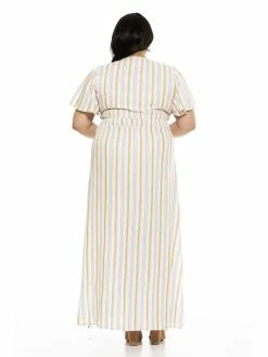 Flash Sale 😍 ALEXIA ADMOR Gianna Maxi 👗 Dress - Plus Size ⌛ -ALEXIA ADMOR Shop D3500PLS BEIGE STRIPE 3 scaled