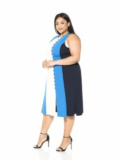 Deals 🔥 ALEXIA ADMOR Anna Midi 👗 Dress - Plus Size 🌟 -ALEXIA ADMOR Shop D3549PLS AZURE MULTI 2 scaled