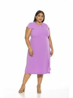 Buy 🔔 ALEXIA ADMOR Lily Midi 👗 Dress- Plus Size 👏 -ALEXIA ADMOR Shop D3618PLS LILAC 2 scaled