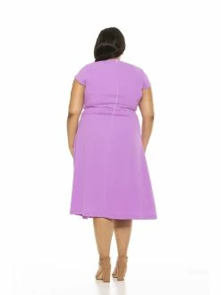 Buy 🔔 ALEXIA ADMOR Lily Midi 👗 Dress- Plus Size 👏 -ALEXIA ADMOR Shop D3618PLS LILAC 3 scaled