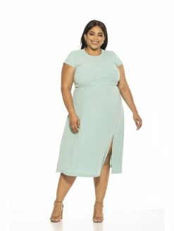 Buy 🔔 ALEXIA ADMOR Lily Midi 👗 Dress- Plus Size 👏 -ALEXIA ADMOR Shop D3618PLS MINT 1 scaled