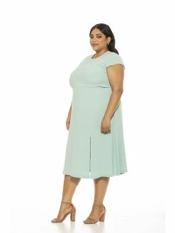 Buy 🔔 ALEXIA ADMOR Lily Midi 👗 Dress- Plus Size 👏 -ALEXIA ADMOR Shop D3618PLS MINT 2 scaled