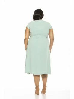 Buy 🔔 ALEXIA ADMOR Lily Midi 👗 Dress- Plus Size 👏 -ALEXIA ADMOR Shop D3618PLS MINT 3 scaled