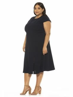 Buy 🔔 ALEXIA ADMOR Lily Midi 👗 Dress- Plus Size 👏 -ALEXIA ADMOR Shop D3618PLS NAVY 2