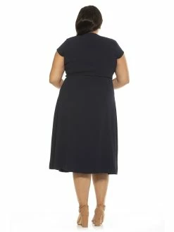 Buy 🔔 ALEXIA ADMOR Lily Midi 👗 Dress- Plus Size 👏 -ALEXIA ADMOR Shop D3618PLS NAVY 3