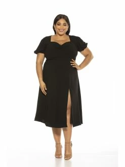 Budget ✔️ ALEXIA ADMOR Gracie Midi 👗 Dress - Plus Size 👏 -ALEXIA ADMOR Shop D3645PLS BLACK 1 scaled