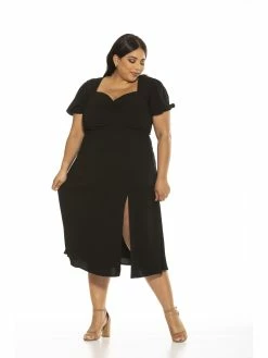 Budget ✔️ ALEXIA ADMOR Gracie Midi 👗 Dress - Plus Size 👏 -ALEXIA ADMOR Shop D3645PLS BLACK 2 scaled
