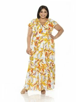 Hot Sale 🎁 ALEXIA ADMOR ☀️ Summer Maxi 👗 Dress - Plus Size ⭐ -ALEXIA ADMOR Shop D3646PLS LARGE PALM 1 scaled