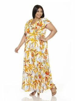 Hot Sale 🎁 ALEXIA ADMOR ☀️ Summer Maxi 👗 Dress - Plus Size ⭐ -ALEXIA ADMOR Shop D3646PLS LARGE PALM 2 scaled