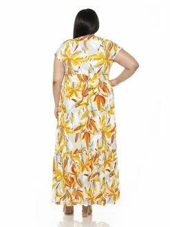 Hot Sale 🎁 ALEXIA ADMOR ☀️ Summer Maxi 👗 Dress - Plus Size ⭐ -ALEXIA ADMOR Shop D3646PLS LARGE PALM 3 scaled