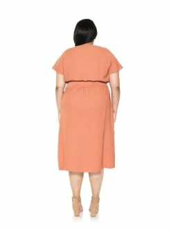 Best Pirce 🛒 ALEXIA ADMOR Iris Wrap 👗 Dress - Plus Size 😍 -ALEXIA ADMOR Shop D3684PLS APRICOT 3 scaled