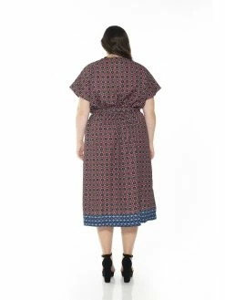 Best Pirce 🛒 ALEXIA ADMOR Iris Wrap 👗 Dress - Plus Size 😍 -ALEXIA ADMOR Shop D3684PLS RUST GEO MLT 2