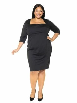 Outlet 👍 ALEXIA ADMOR Marilyn 👗 Dress - Plus Size 🎉 -ALEXIA ADMOR Shop D3692PLS BLACK 1