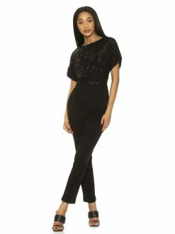 Cheapest 👏 ALEXIA ADMOR Sadie Sequin Top Jumpsuit 👍 -ALEXIA ADMOR Shop D3787A BLACK 1 scaled