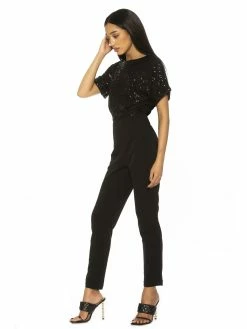 Cheapest 👏 ALEXIA ADMOR Sadie Sequin Top Jumpsuit 👍 -ALEXIA ADMOR Shop D3787A BLACK 2 scaled