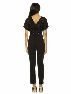 Cheapest 👏 ALEXIA ADMOR Sadie Sequin Top Jumpsuit 👍 -ALEXIA ADMOR Shop D3787A BLACK 3 scaled