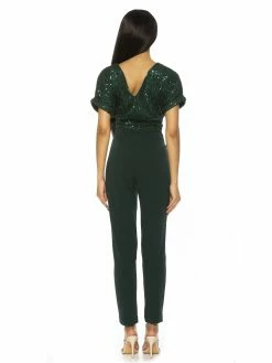 Cheapest 👏 ALEXIA ADMOR Sadie Sequin Top Jumpsuit 👍 -ALEXIA ADMOR Shop D3787A EMERALD 3 scaled