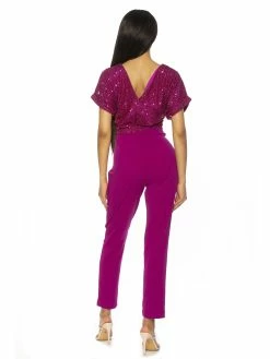 Cheapest 👏 ALEXIA ADMOR Sadie Sequin Top Jumpsuit 👍 -ALEXIA ADMOR Shop D3787A MAGENTA 3 scaled