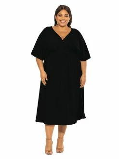 Cheapest 😀 ALEXIA ADMOR August Midi 👗 Dress - Plus Size 🔥 -ALEXIA ADMOR Shop D3816PLS BLACK 1 scaled