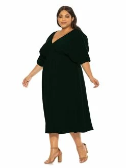 Cheapest 😀 ALEXIA ADMOR August Midi 👗 Dress - Plus Size 🔥 -ALEXIA ADMOR Shop D3816PLS BLACK 2 scaled
