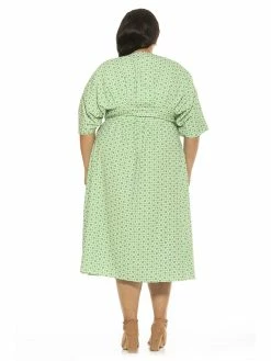 Cheapest 😀 ALEXIA ADMOR August Midi 👗 Dress - Plus Size 🔥 -ALEXIA ADMOR Shop D3816PLS GREEN GEO 3