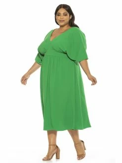 Cheapest 😀 ALEXIA ADMOR August Midi 👗 Dress - Plus Size 🔥 -ALEXIA ADMOR Shop D3816PLS GRN 2