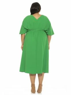 Cheapest 😀 ALEXIA ADMOR August Midi 👗 Dress - Plus Size 🔥 -ALEXIA ADMOR Shop D3816PLS GRN 3