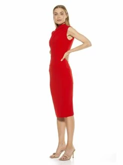 Best deal 🔥 ALEXIA ADMOR Sofia Midi 👗 Dress 🥰 -ALEXIA ADMOR Shop D3838 RED 2 scaled
