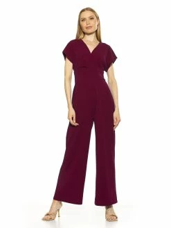 Cheapest 😍 ALEXIA ADMOR Adella Jumpsuit 👏 -ALEXIA ADMOR Shop D3846 BURGUNDY 1 scaled