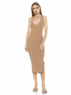 Wholesale 💯 ALEXIA ADMOR Ariana V Neck 👗 Dress 🧨 -ALEXIA ADMOR Shop D3897 NUDE scaled