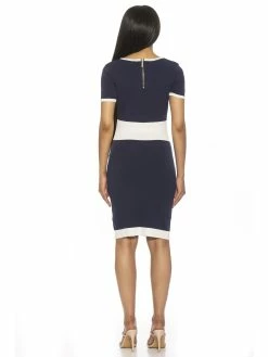 Brand new ✔️ ALEXIA ADMOR Serenity Knit 👗 Dress 🎁 -ALEXIA ADMOR Shop D3988 NAVY IVORY 3 scaled