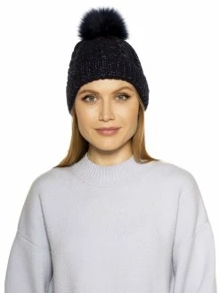Flash Sale ⌛ ALEXIA ADMOR Angela Cable Knit Beanie With Pom 🌟 -ALEXIA ADMOR Shop H002 NAVY MULTI 1