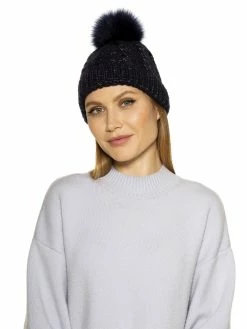 Flash Sale ⌛ ALEXIA ADMOR Angela Cable Knit Beanie With Pom 🌟 -ALEXIA ADMOR Shop H002 NAVY MULTI 2