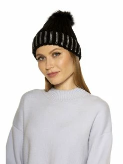 Wholesale 🌟 ALEXIA ADMOR Darla Knitted Beanie With Rhinestones And Pom Pom 😍