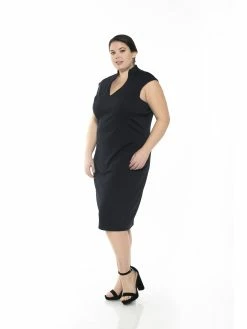 Discount 🔔 ALEXIA ADMOR Katrina Midi 👗 Dress - Plus Size 🎉 -ALEXIA ADMOR Shop PL0001PLS BLACK 2 scaled