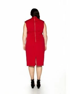 Discount 🔔 ALEXIA ADMOR Katrina Midi 👗 Dress - Plus Size 🎉 -ALEXIA ADMOR Shop PL0001PLS BRICK RED 3 scaled