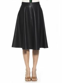 Best deal 🌟 ALEXIA ADMOR Pleather Midi 👗 Skirt 🔔 -ALEXIA ADMOR Shop S119 BLACK 1 scaled