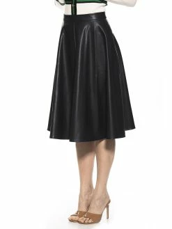 Best deal 🌟 ALEXIA ADMOR Pleather Midi 👗 Skirt 🔔 -ALEXIA ADMOR Shop S119 BLACK 2 scaled