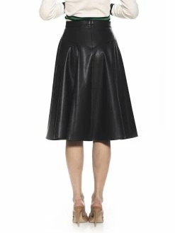 Best deal 🌟 ALEXIA ADMOR Pleather Midi 👗 Skirt 🔔 -ALEXIA ADMOR Shop S119 BLACK 3 scaled