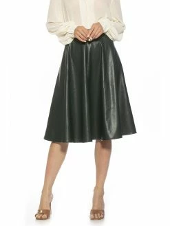Best deal 🌟 ALEXIA ADMOR Pleather Midi 👗 Skirt 🔔 -ALEXIA ADMOR Shop S119 EMERALD 1 scaled